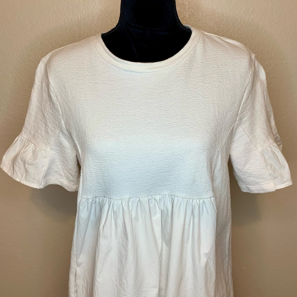 English Factory Puff Sleeve Babydoll Dress White Size Medium - Picture 4 of 15